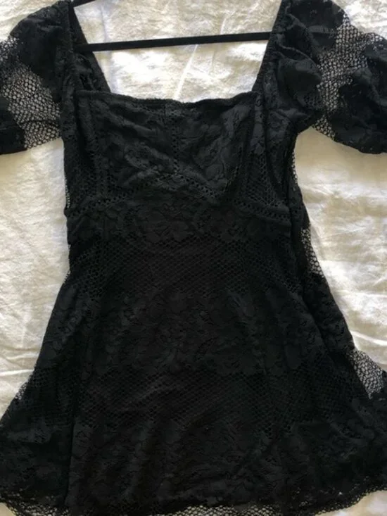 Free People Black Lace Mini dress - Picture 3 of 4